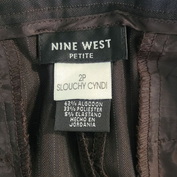 Nine West Slouchy Cyndi Trousers Black Pinstripe Classic Career NEW 2 Petite $89 - Picture 3 of 9